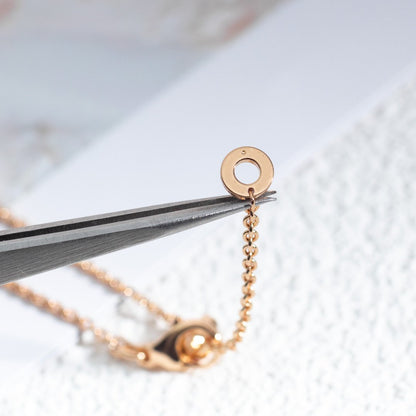 [⭐Corinne]ZERO 1 WHITE CERAMIC PINK GOLD DIAMOND NECKLACE