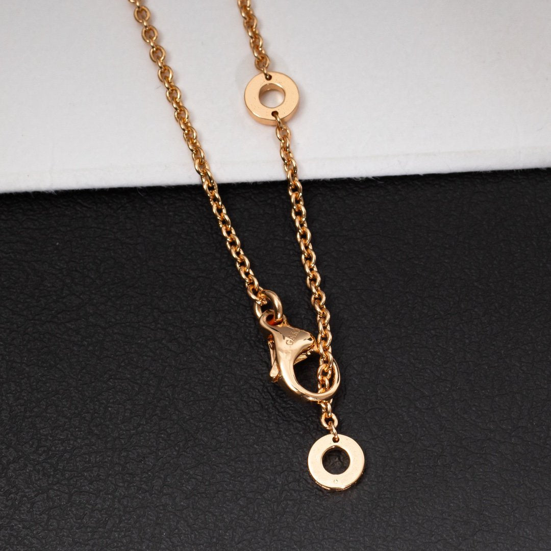 [⭐Corinne]ZERO 1 WHITE CERAMIC PINK GOLD DIAMOND NECKLACE