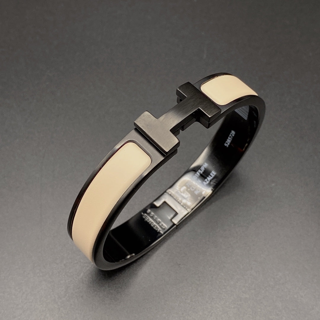 [⭐Corinne]H BRACELET 12MM BLACK BEIGE CERAMIC