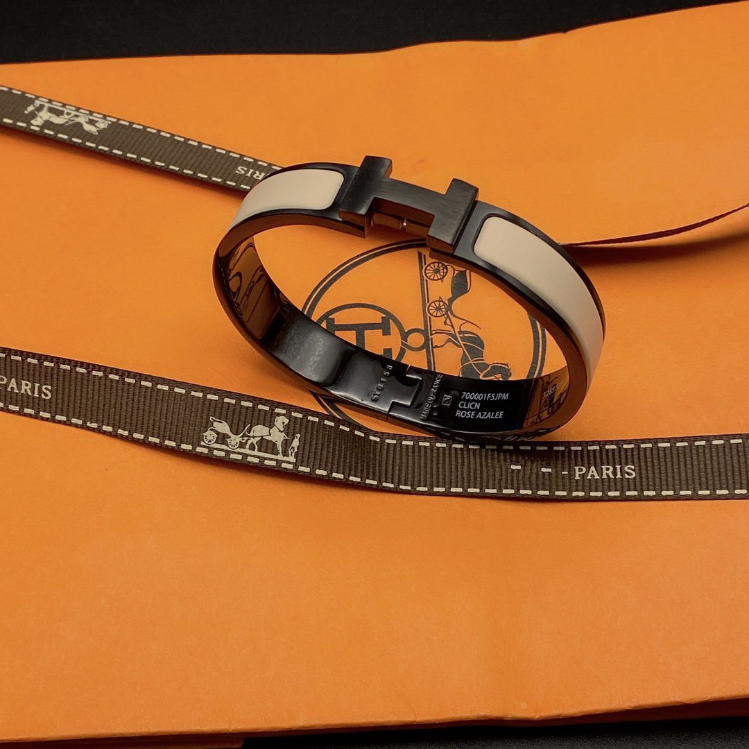 [⭐Corinne]H BRACELET 12MM BLACK BEIGE CERAMIC
