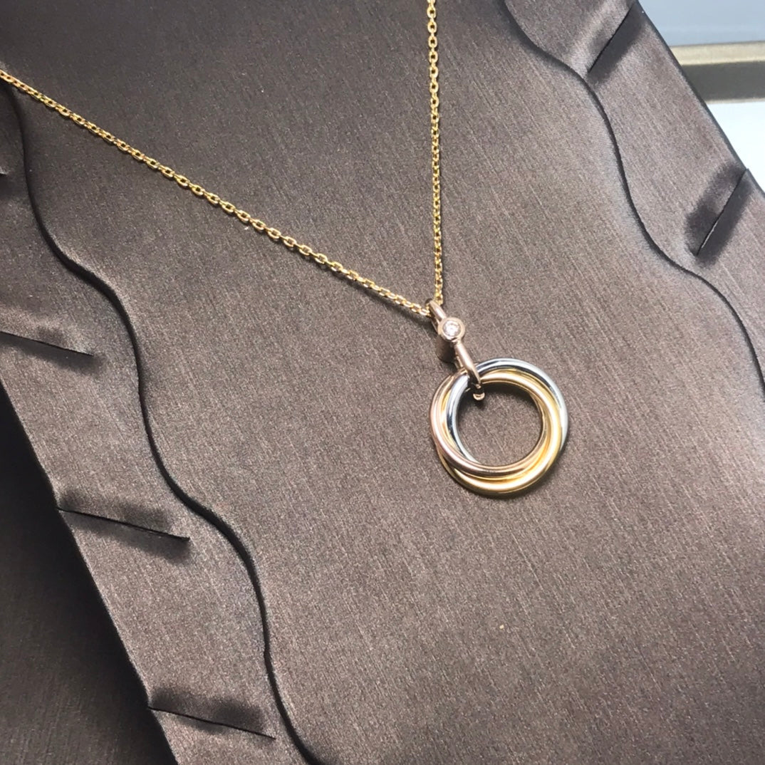 [⭐Corinne]TRINITY SILVER GOLD PINK GOLD NECKLACE
