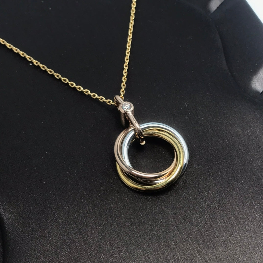 [⭐Corinne]TRINITY SILVER GOLD PINK GOLD NECKLACE