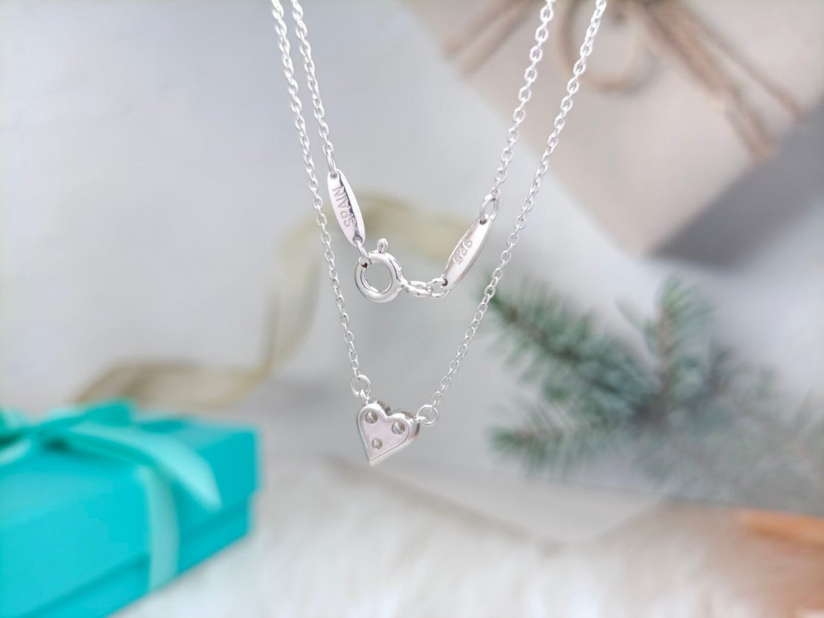 [Corinne]HEART 3 DIAMONDS PEDANT NECKLACE