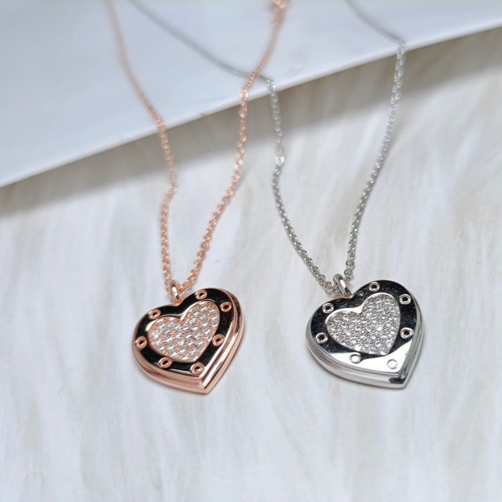[Corinne]HEART DIAMONDS PEDANT NECKLACE