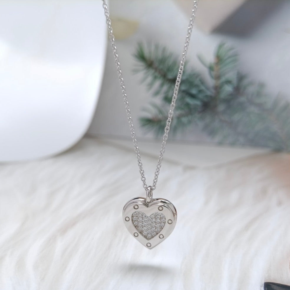 [Corinne]HEART DIAMONDS PEDANT NECKLACE