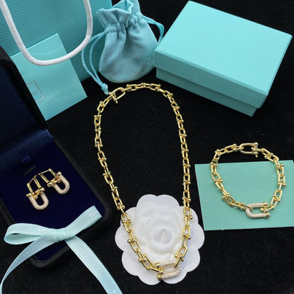 [Corinne]HARDWEAR LINK DIAMOND GOLD EARRINGS
