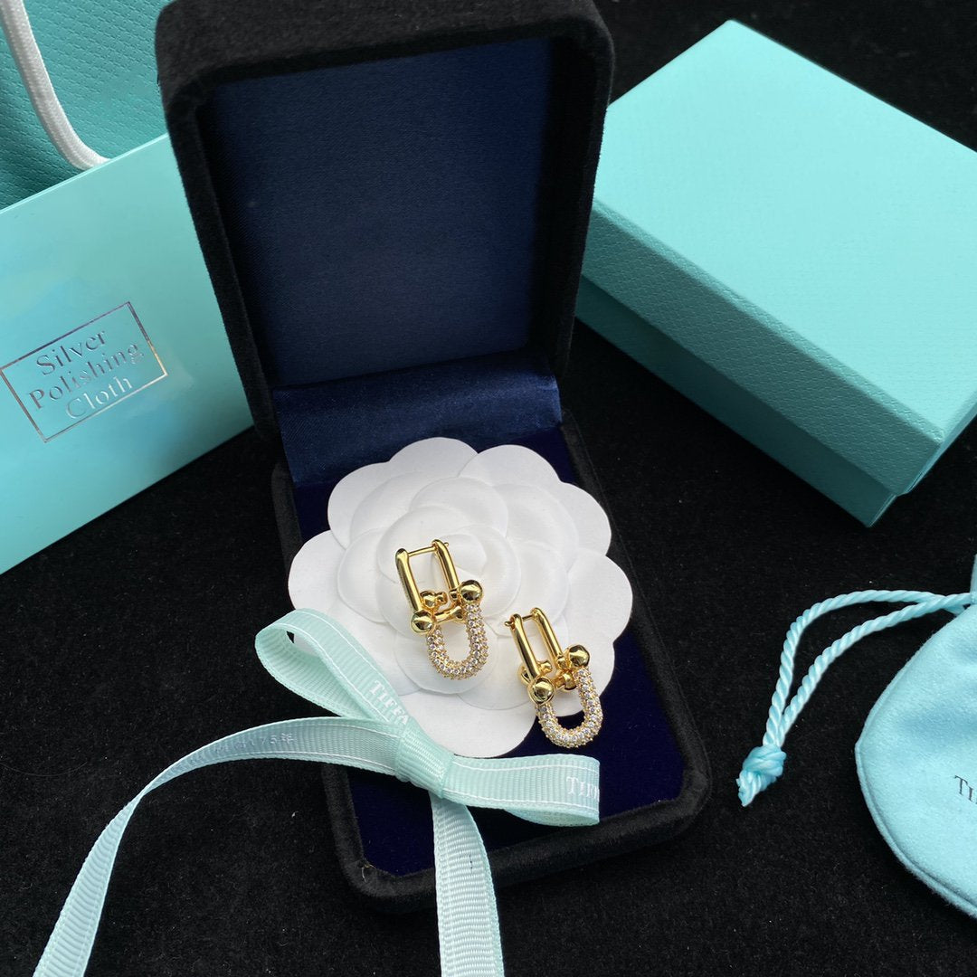 [Corinne]HARDWEAR LINK DIAMOND GOLD EARRINGS