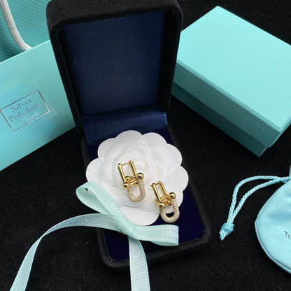 [Corinne]HARDWEAR LINK DIAMOND GOLD EARRINGS