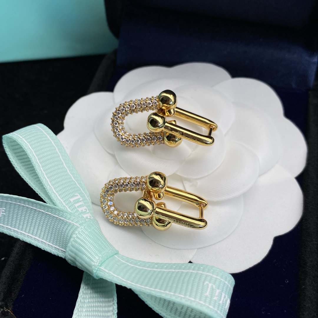 [Corinne]HARDWEAR LINK DIAMOND GOLD EARRINGS