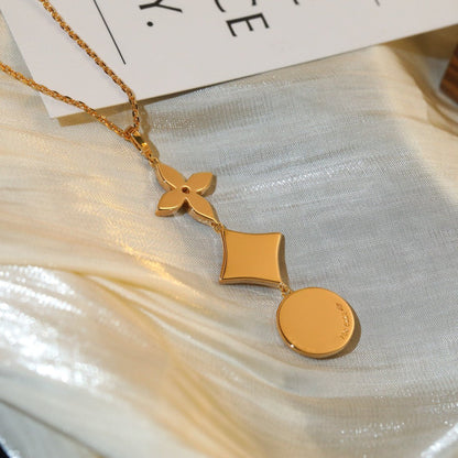 [⭐Corinne]STAR AND SUN DIAMOND PINK GOLD NECKLACE