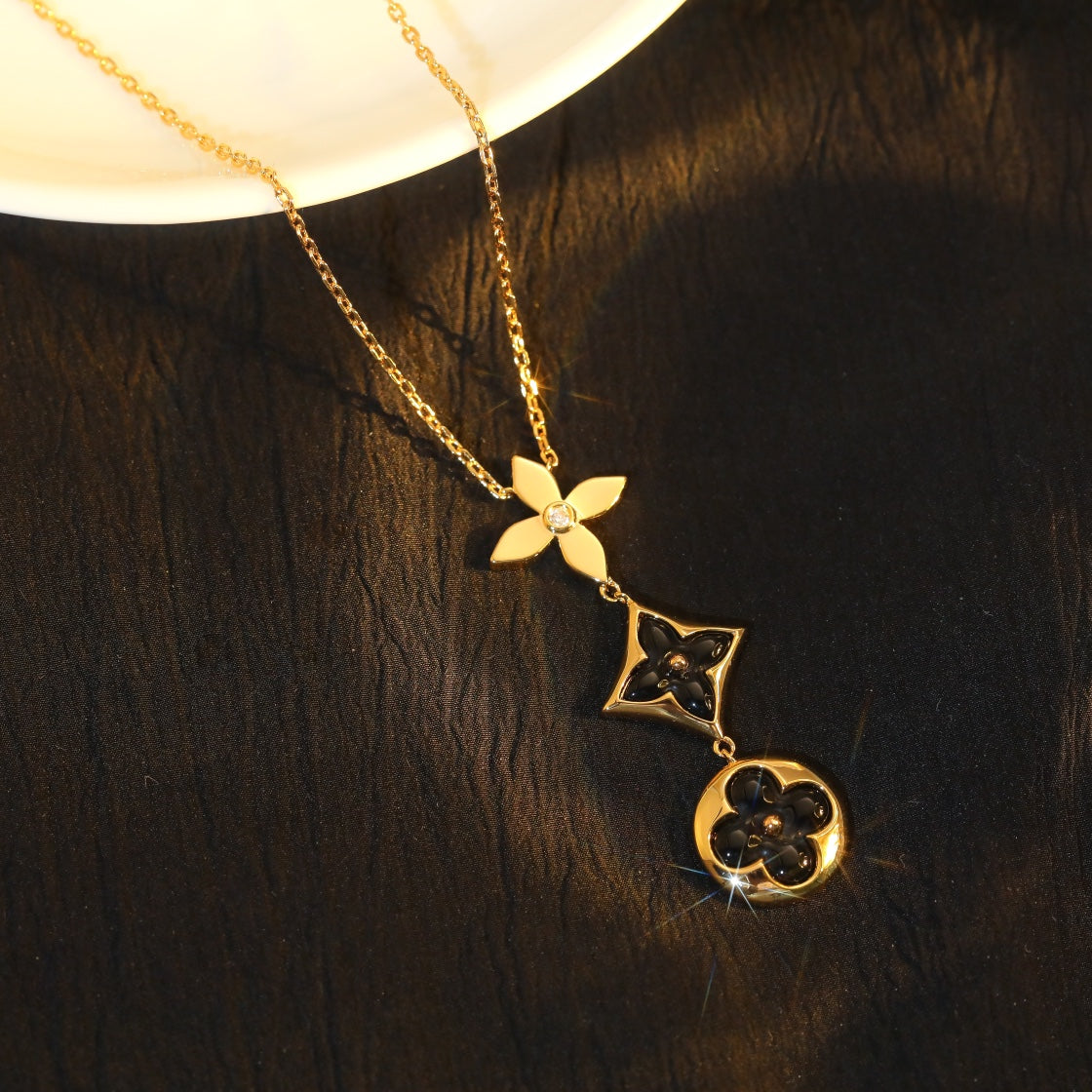 [⭐Corinne]STAR AND SUN ONYX PINK GOLD NECKLACE