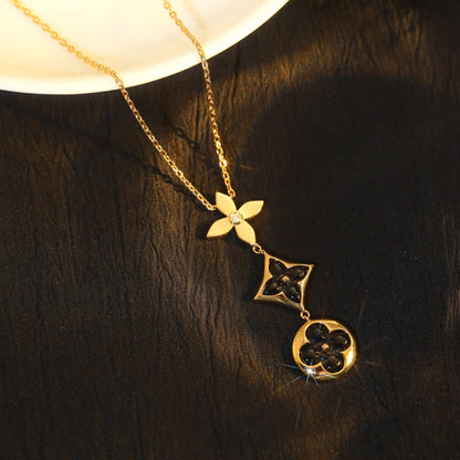 [⭐Corinne]STAR AND SUN ONYX PINK GOLD NECKLACE