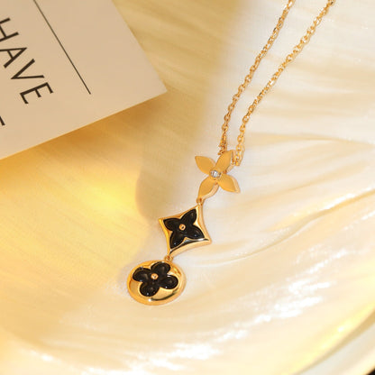 [⭐Corinne]STAR AND SUN ONYX PINK GOLD NECKLACE