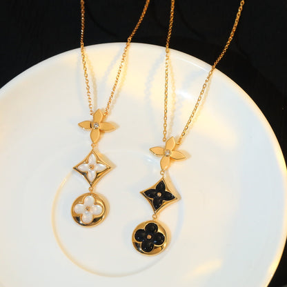 [⭐Corinne]STAR AND SUN ONYX PINK GOLD NECKLACE