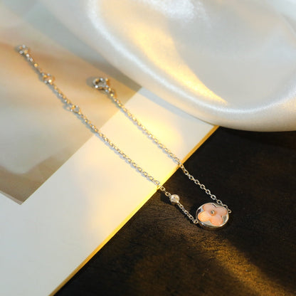 [⭐Corinne]SUN MOTIF PINK MOP SILVER BRACELET