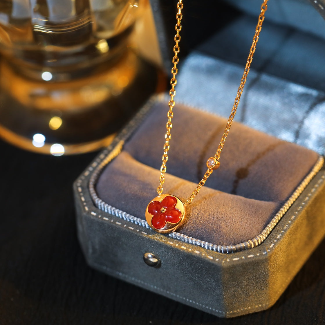 [⭐Corinne]SUN PEDANT PINK GOLD 1 DIAMOND NECKLACE