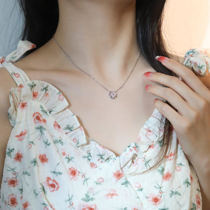 [⭐Corinne]SUN PEDANT PINK GOLD 1 DIAMOND NECKLACE