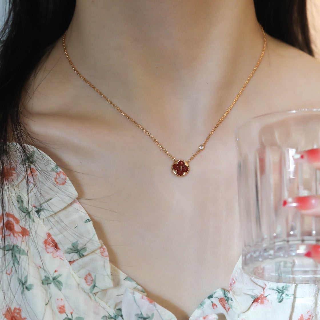 [⭐Corinne]SUN PEDANT PINK GOLD 1 DIAMOND NECKLACE