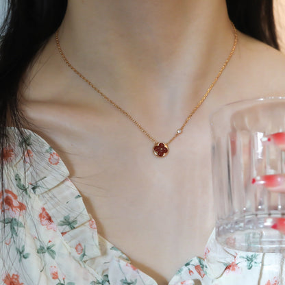 [⭐Corinne]SUN PEDANT PINK GOLD 1 DIAMOND NECKLACE