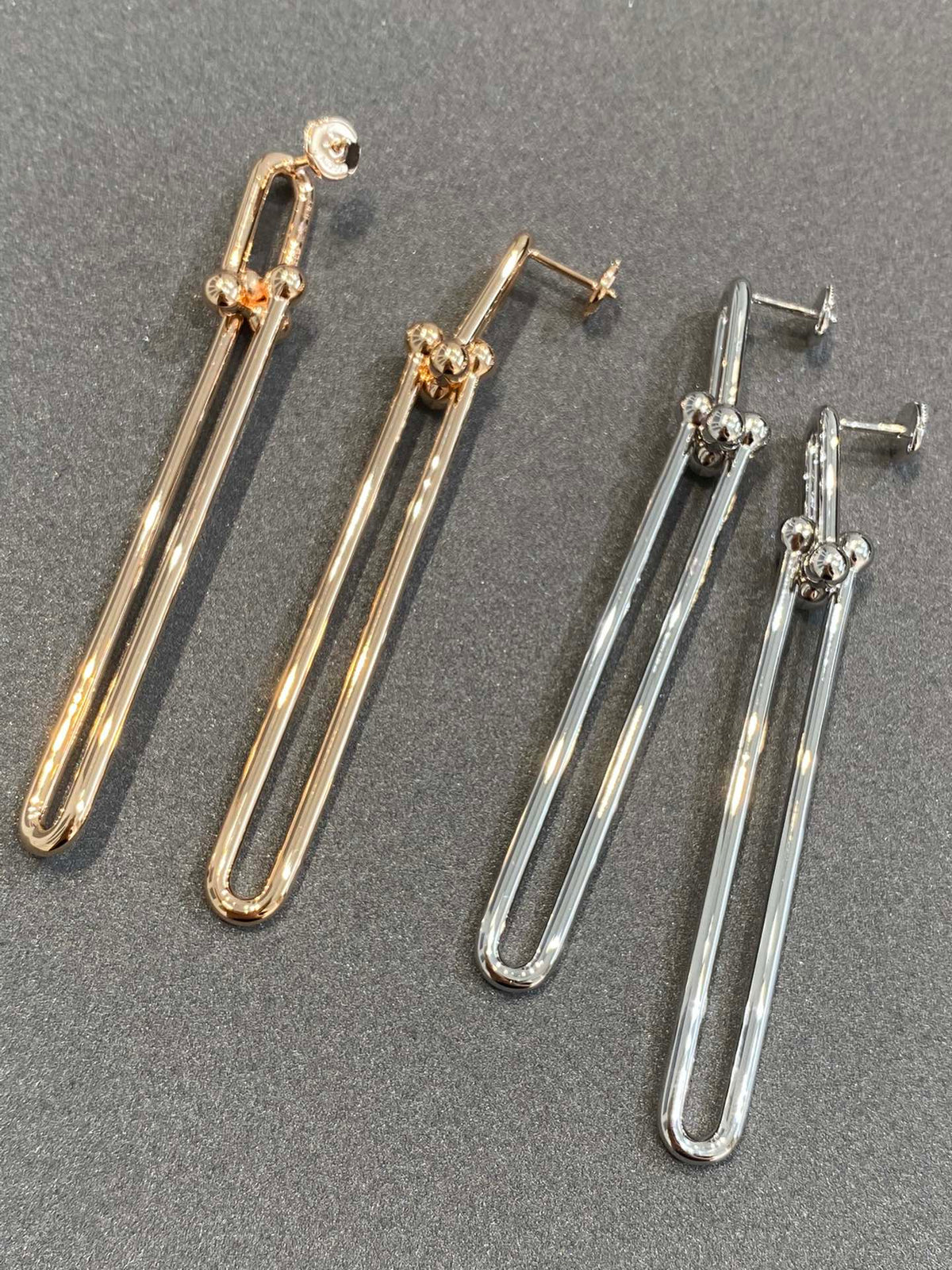 [Corinne]HARDWEAR DOUBLE LONG LINK EARRINGS