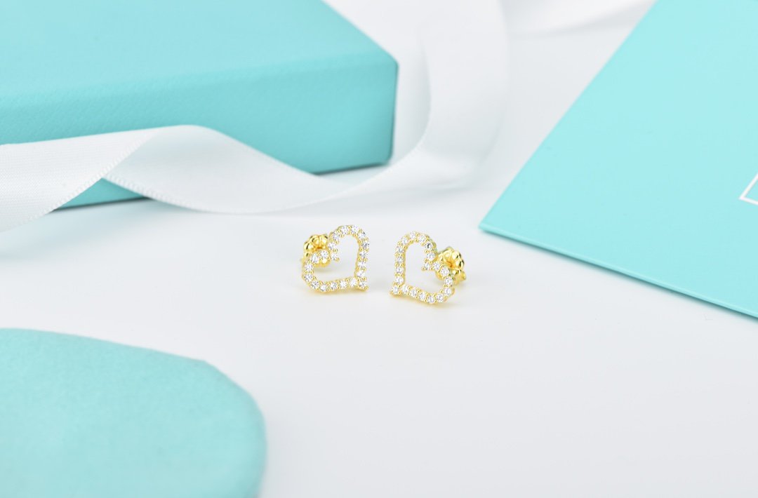 [Corinne]OPEN HEART STUD DIAMOND EARRINGS