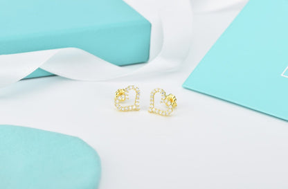 [Corinne]OPEN HEART STUD DIAMOND EARRINGS