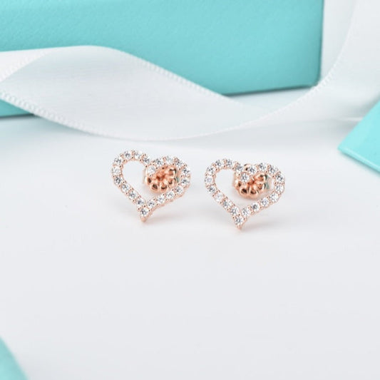 [Corinne]OPEN HEART STUD DIAMOND EARRINGS