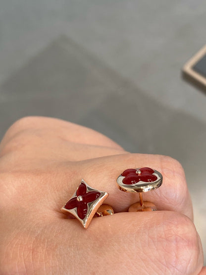 [⭐Corinne]STAR AND SUN PINK GOLD CARNELIAN STUD EARRINGS