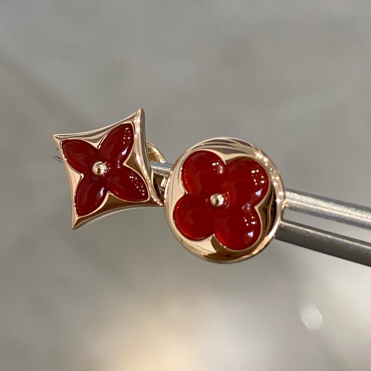 [⭐Corinne]STAR AND SUN PINK GOLD CARNELIAN STUD EARRINGS