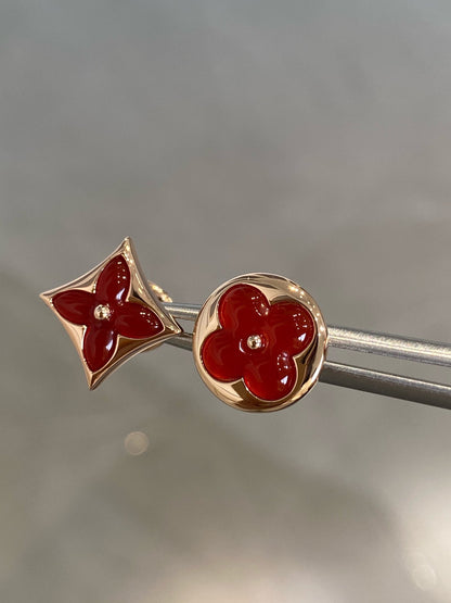[⭐Corinne]STAR AND SUN PINK GOLD CARNELIAN STUD EARRINGS
