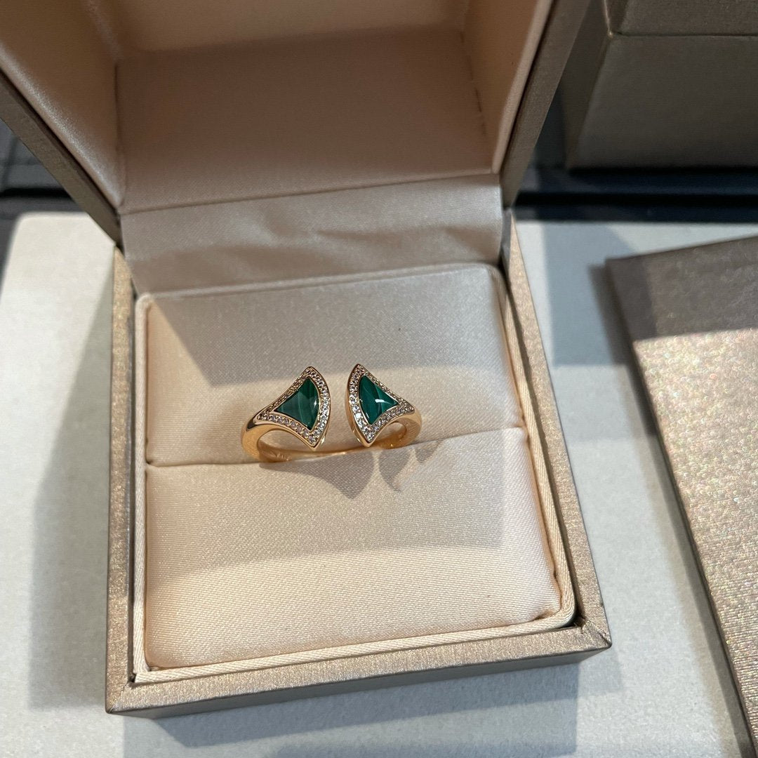 [⭐Corinne]DREAM MALACHITE DIAMOND OPEN RING