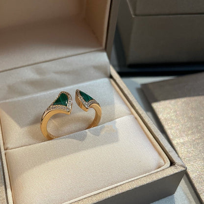 [⭐Corinne]DREAM MALACHITE DIAMOND OPEN RING