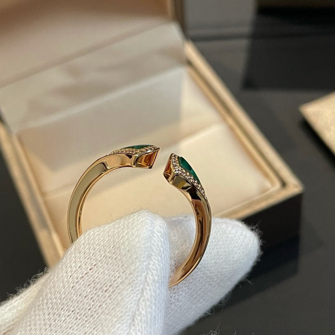[⭐Corinne]DREAM MALACHITE DIAMOND OPEN RING