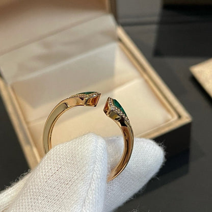 [⭐Corinne]DREAM MALACHITE DIAMOND OPEN RING