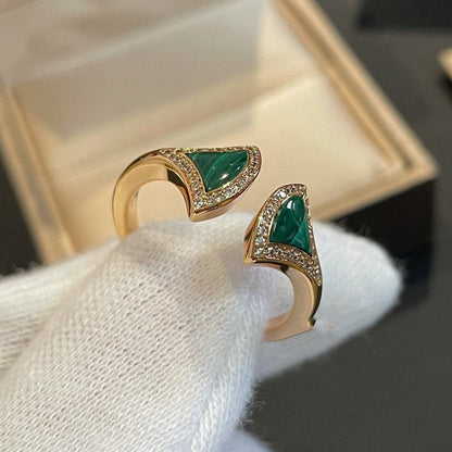 [⭐Corinne]DREAM MALACHITE DIAMOND OPEN RING