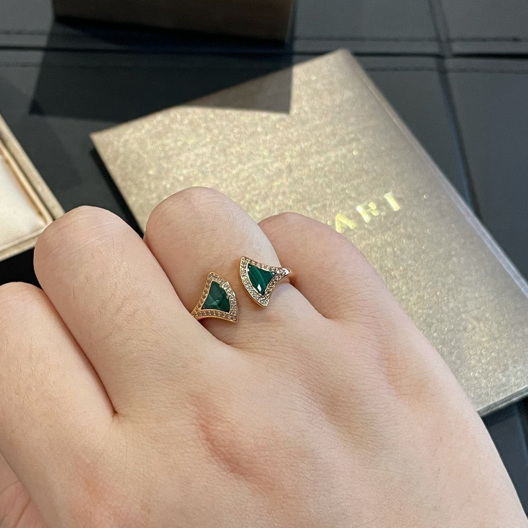 [⭐Corinne]DREAM MALACHITE DIAMOND OPEN RING