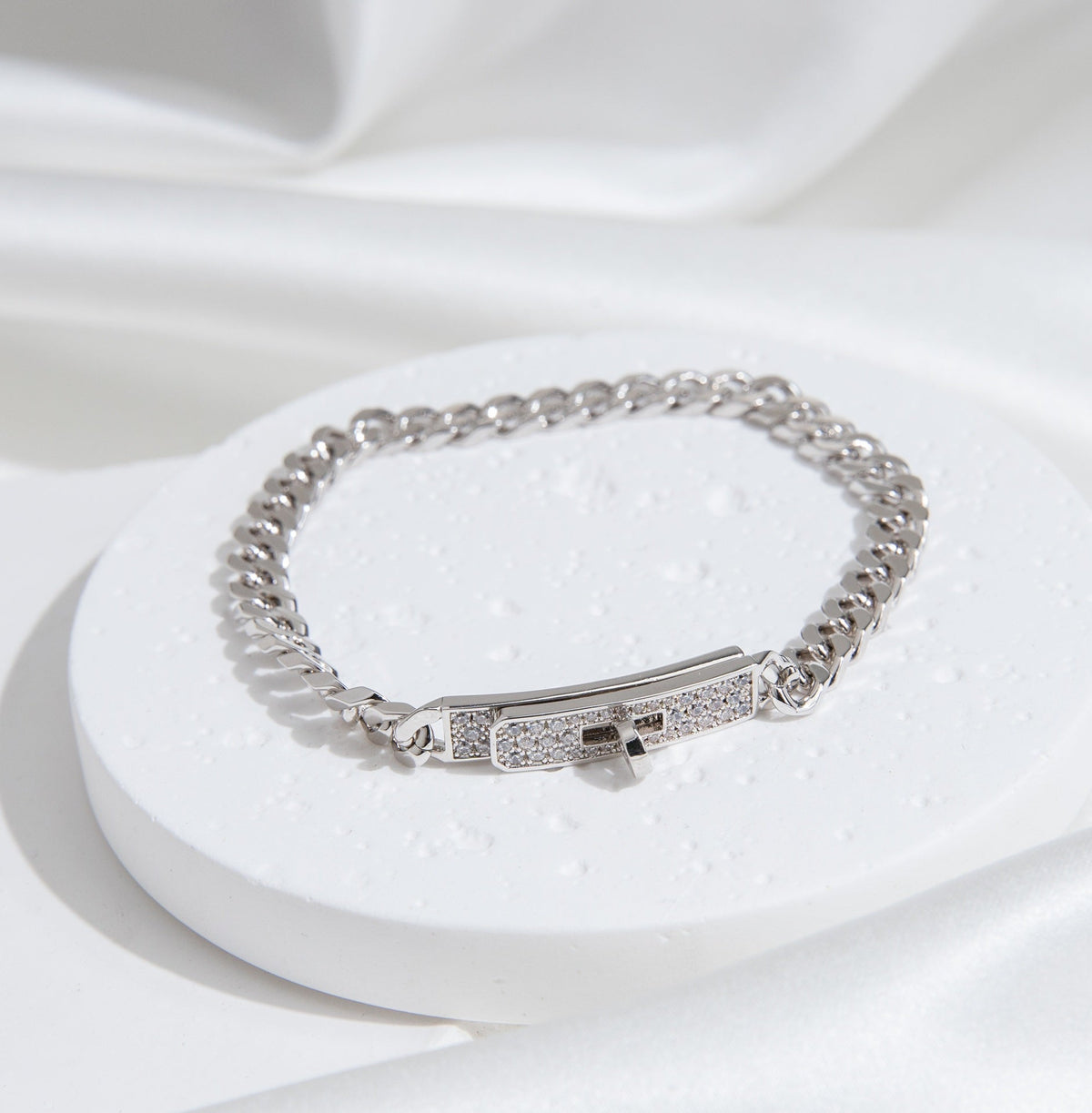 [⭐Corinne]KELLY CHAIN SILVER DIAMOND BRACELET