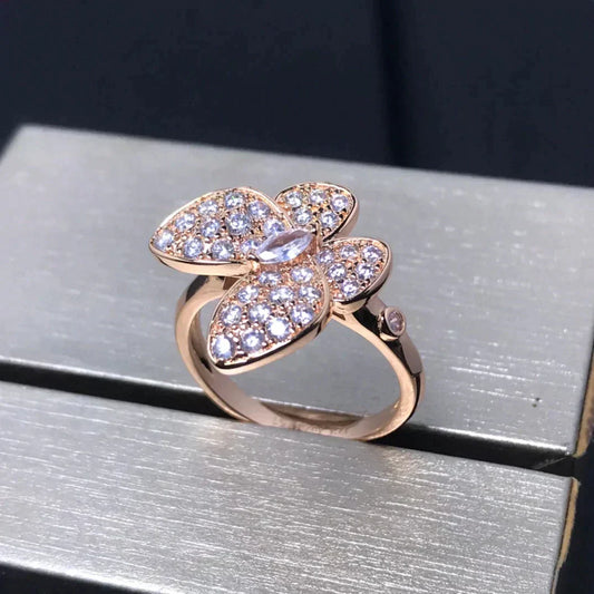 [⭐Corinne]BUTTERFLY PINK GOLD DIAMOND RING