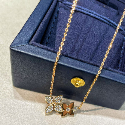 [⭐Corinne]STAR BLOSSOM NECKLACE PINK GOLD DIAMONDS