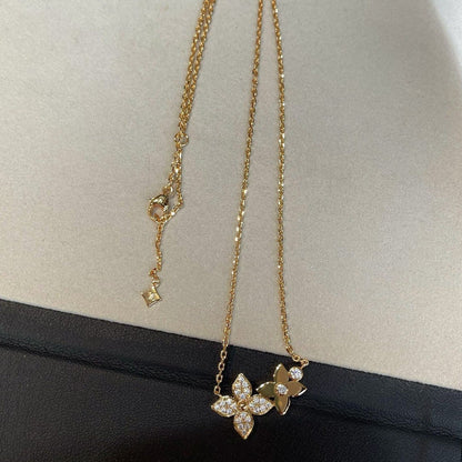 [⭐Corinne]STAR BLOSSOM NECKLACE PINK GOLD DIAMONDS