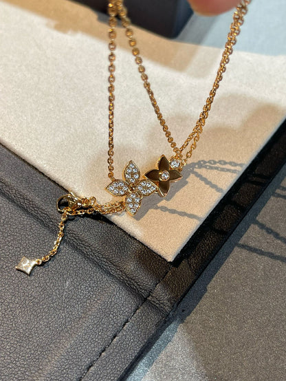 [⭐Corinne]STAR BLOSSOM NECKLACE PINK GOLD DIAMONDS
