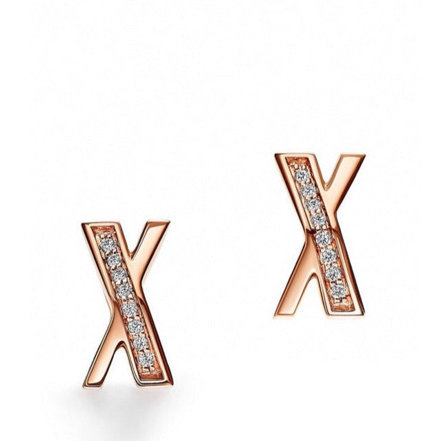 [Corinne]X EARRINGS ROSE GOLD DIAMONDS
