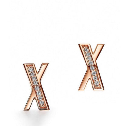 [Corinne]X EARRINGS ROSE GOLD DIAMONDS