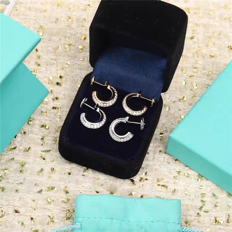 [Corinne]HOOP EARRINGS IN ROSE GOLD WITH DIAMONDS