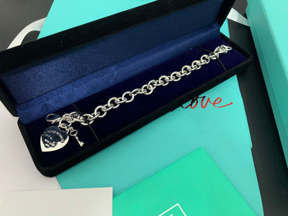 [Corinne]KEY HEART CARD CHUNKY INTERLOCKING BRACELET LENGTH