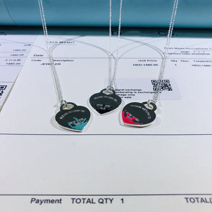 [Corinne]COLOUR HEART SPLASH TAG NECKLACE