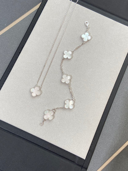 [⭐Corinne]CLOVER WHITE PEARL MOP 5 MOTIF BRACELET COLLECTION