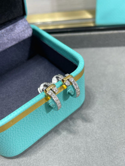 [Corinne]EDGE DIAMOND PINK GOLD EARRINGS