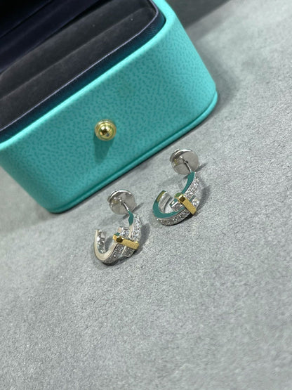 [Corinne]EDGE DIAMOND PINK GOLD EARRINGS