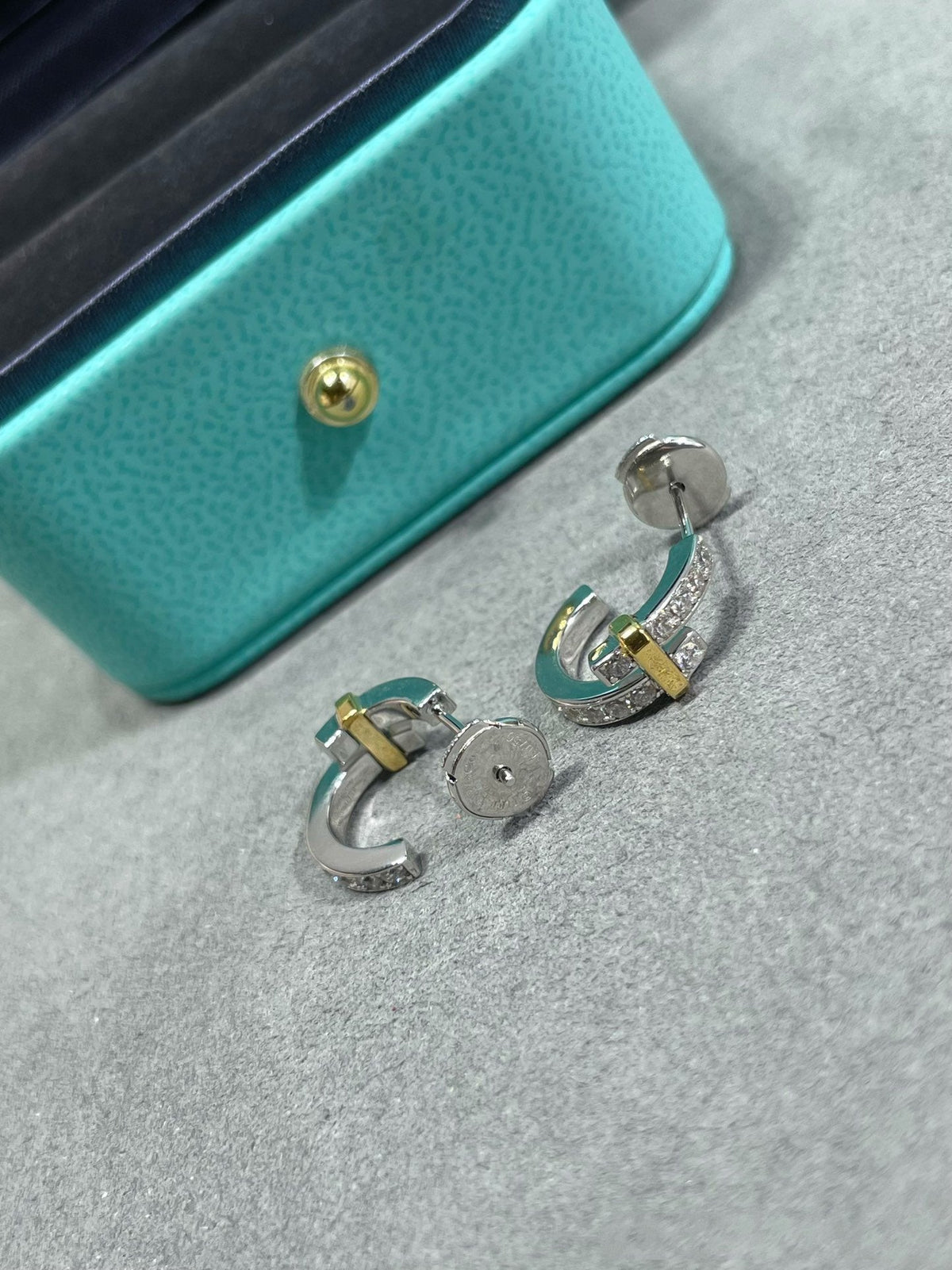 [Corinne]EDGE DIAMOND PINK GOLD EARRINGS